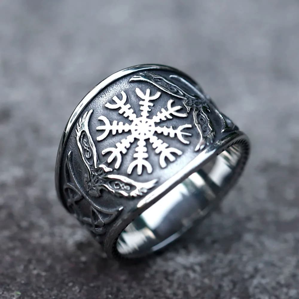 2024 nuovi anelli da uomo in acciaio inossidabile 316L VIKING Odin bird Thor Hammer amuleto Vintage AegishjalmurJewelry regali spedizione gratuita