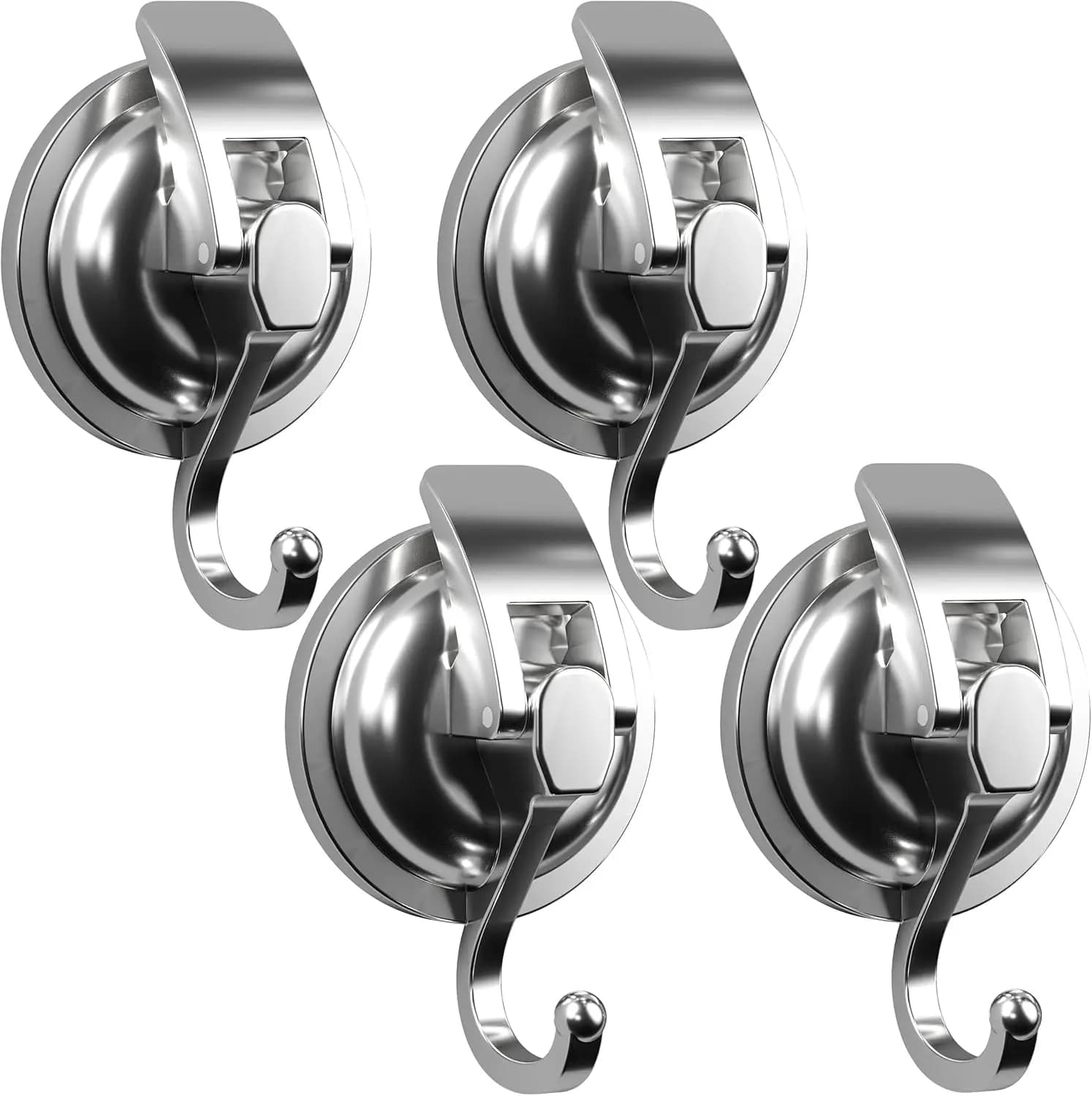 Ganci a ventosa per carichi pesanti, super aspirazione in argento lucido per cucina e bagno, confezione da 4