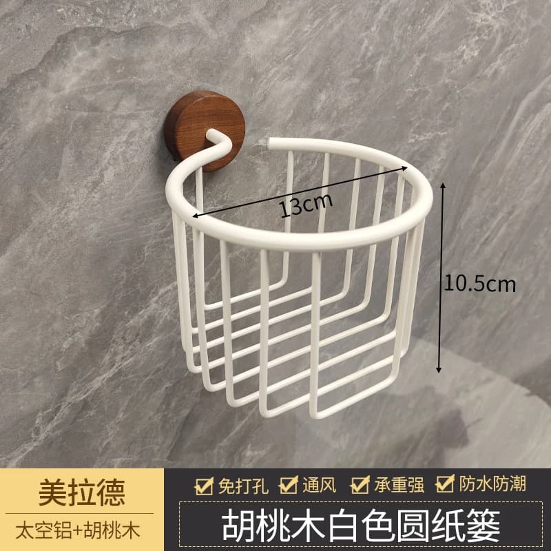 Porta fazzoletti da bagno con cestello drenante Porta carta igienica in legno di noce Porta carta igienica in legno massello