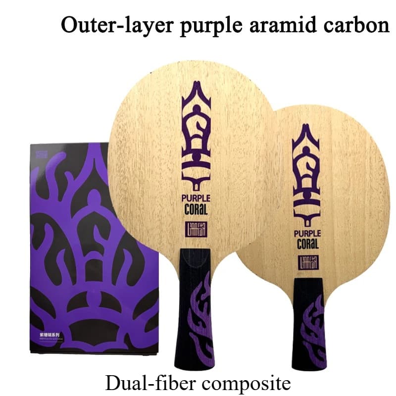 Racchetta da Ping Pong Meteor Purple Coral in Composito a Doppia Fibra 5 Legni + 2 Strati Esterni in Carbonio Aramidico Viola