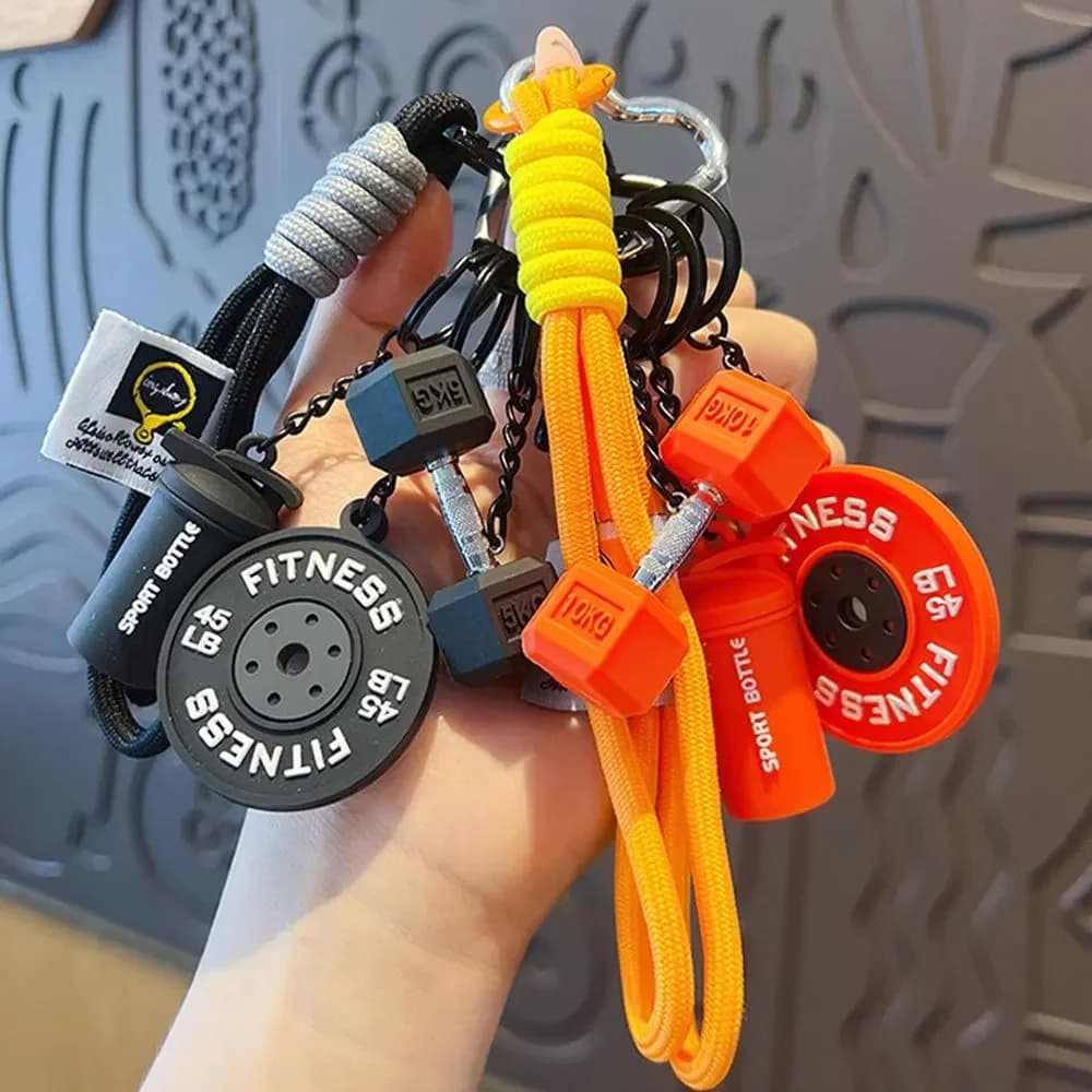 Creative Mini Weight Plate Keychain Bag Decorations Personalized Fitness Equipment Barbell Dumbbell Piece Car Keychain Bag Charm
