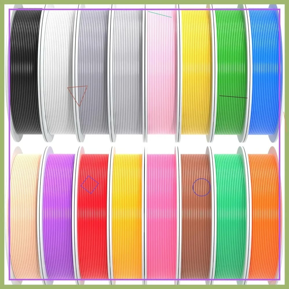 Filamento PETG per Stampante 3D 1.75mm, Alta Precisione Durevole, Accuratezza Dimensionale +/- 0.02mm, 4kg 16 Colori, per Stampanti FDM