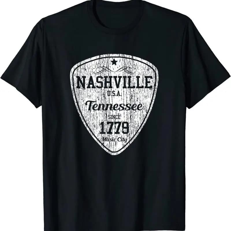 New Limited Guitar Pick Nashville Country Music City T-Shirt