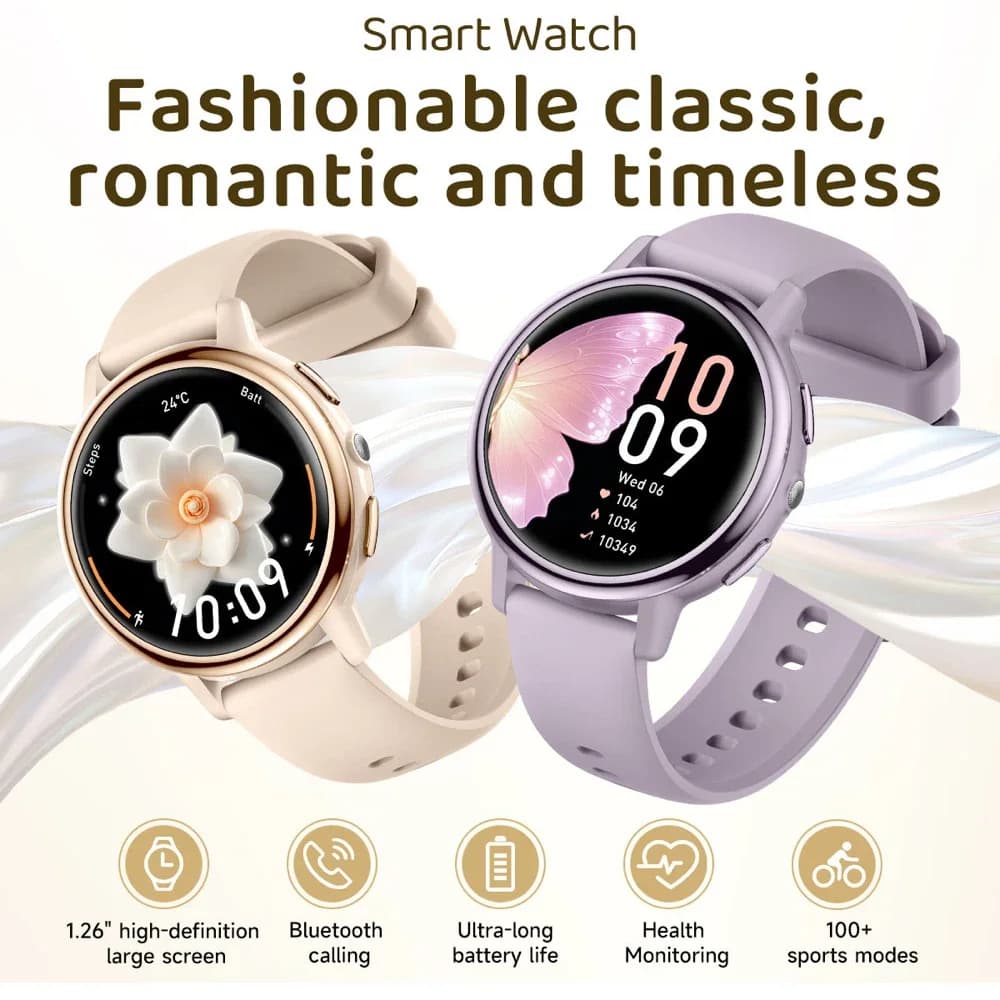 Information Notification Smart Watches Ladies Full Touch Screen Sports Flashlight Waterproof Blue Tooth Call Smartwatch Women
