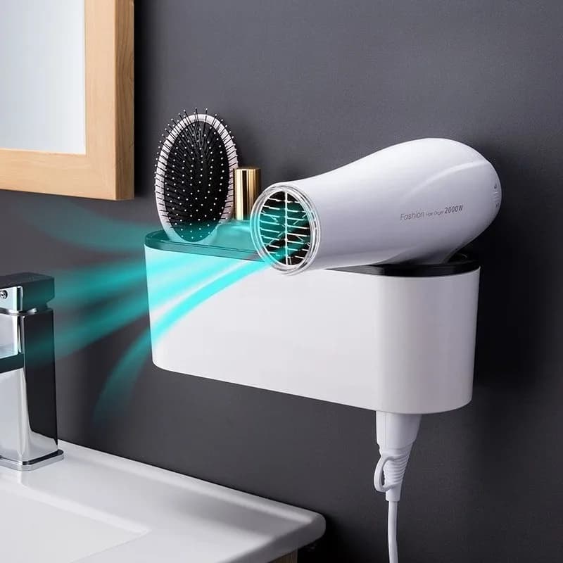 Supporto per Asciugacapelli DAOYA - Organizzatore Bianco per Utensili, Armadietto da Bagno per Ferro Arricciacapelli e Strumenti di Styling