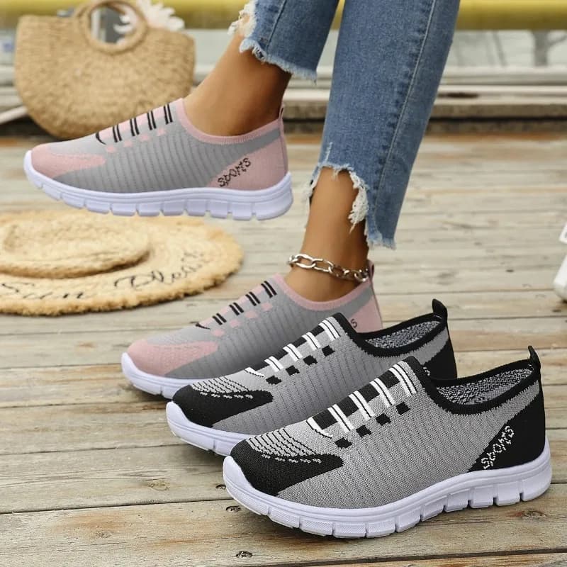 Women Vulcanize Shoes Mesh Casual Sneakers Lace-up Lightweight Female Walking Breathable Outdoor Sports Running Shoes Plus Size