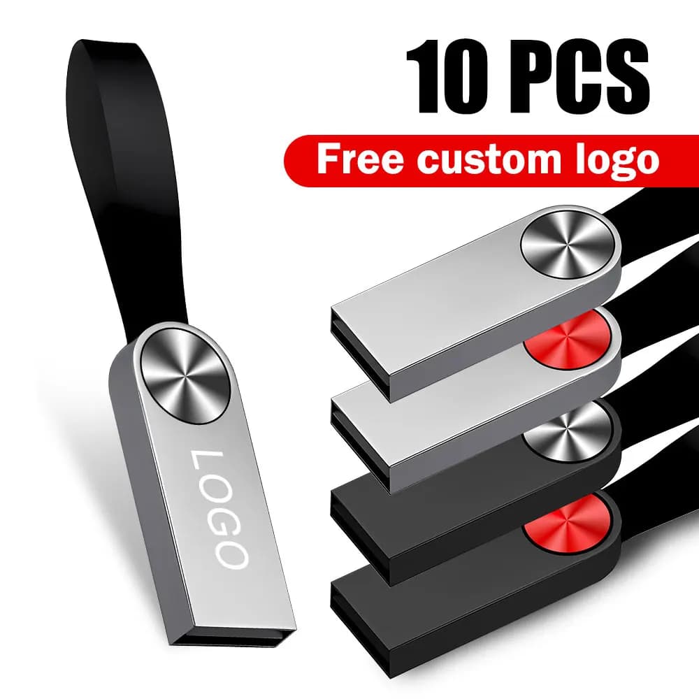 10 PZ/LOTTO LOGO Personalizzato Chiave Pendrive In Metallo Chiavetta USB 2.0 4GB 8GB 32GB 64GB Dispositivo di Archiviazione Memory Stick buoni regali