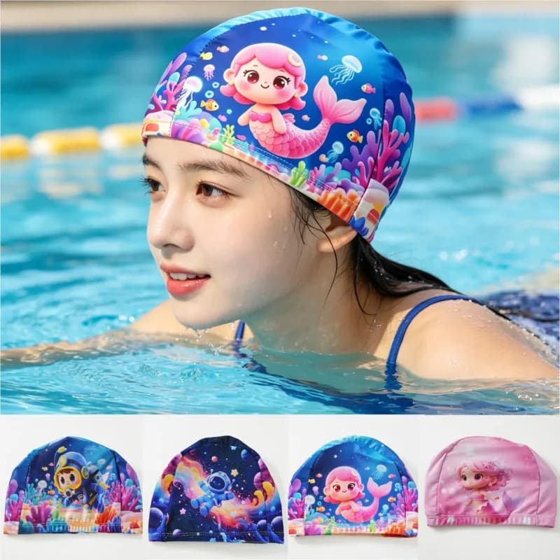 Gentle Fabric Children Swim Cap, Fast Drying Light Design, Breathable Hat For Kids Daily Swimming Exercise