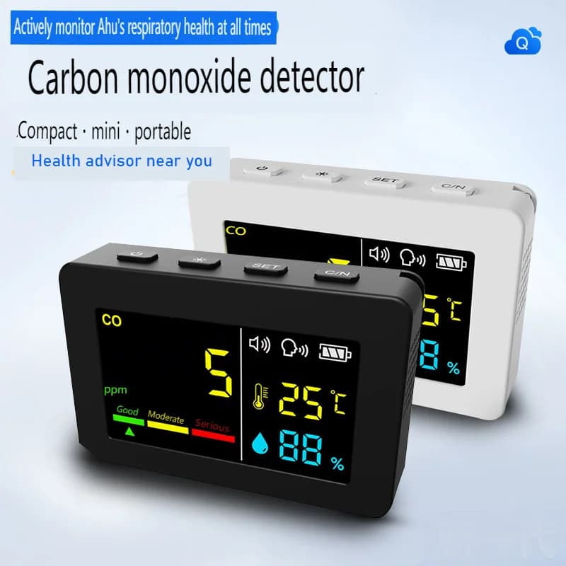 Portable Temperature and Humidity Sensor Electrochemical Carbon Monoxide Detector Air Quality Monitoring Instrument
