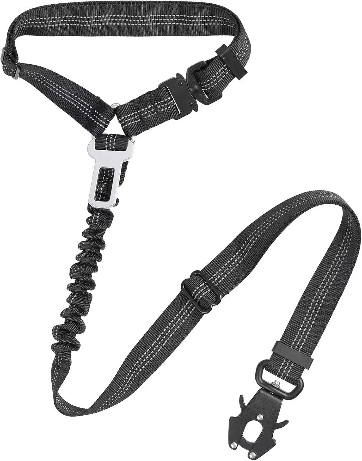 Cintura di Sicurezza per Cani da Auto, Guinzaglio Retrattile 3 in 1 per Cani, Cintura di Sicurezza Regolabile per Poggiatesta Auto, Resistente