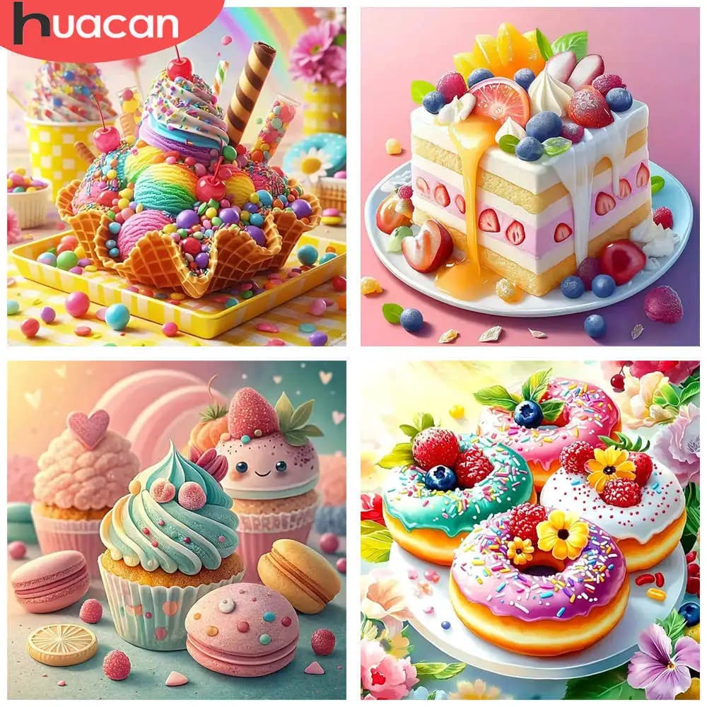 HUACAN 1 pz Pittura Diamante Gelato Fantasy Dolci 5D FAI DA TE Diamante Kit di Ricamo 3D Mosaico Immagine di Strass Amanti dell'Arte