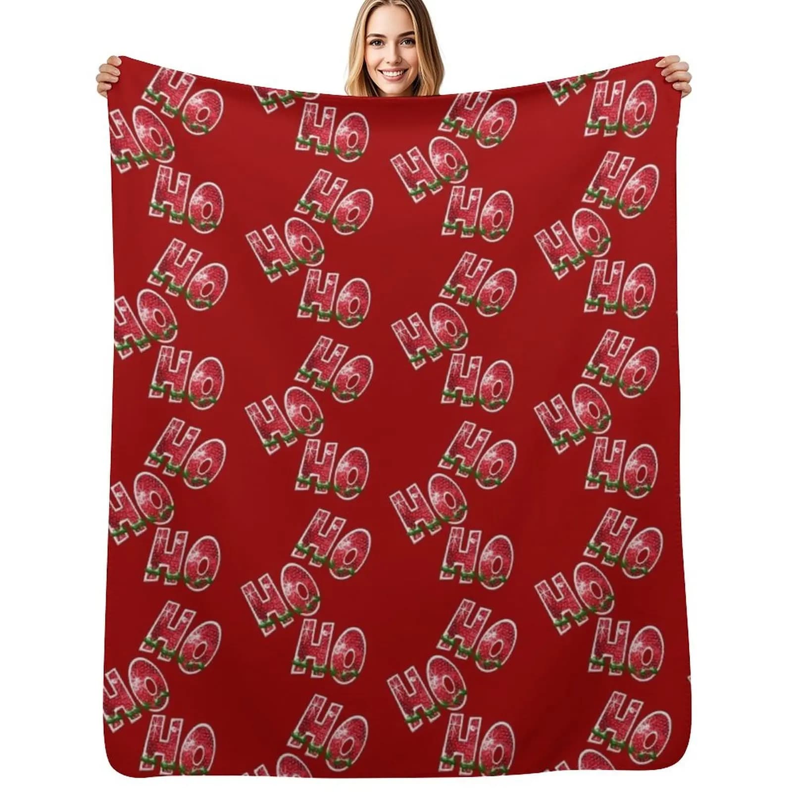 Ho, Ho, Ho! Red Sequin Throw Blanket For Sofa Thin funny gift Sleeping Bag Retros Luxury Thicken Weighted Blankets