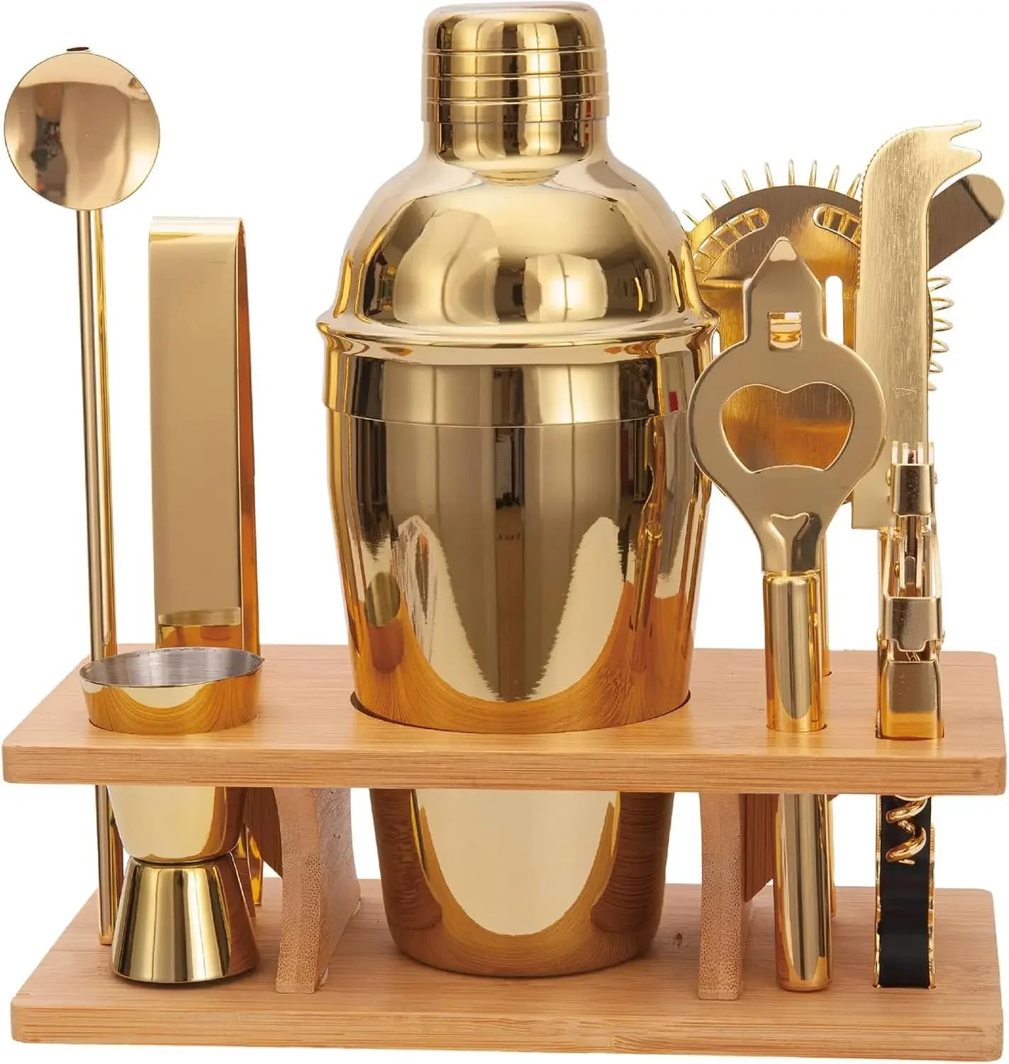 9-Piece Cocktail Shaker Set | Gold Bartending Kit for Home & Pro