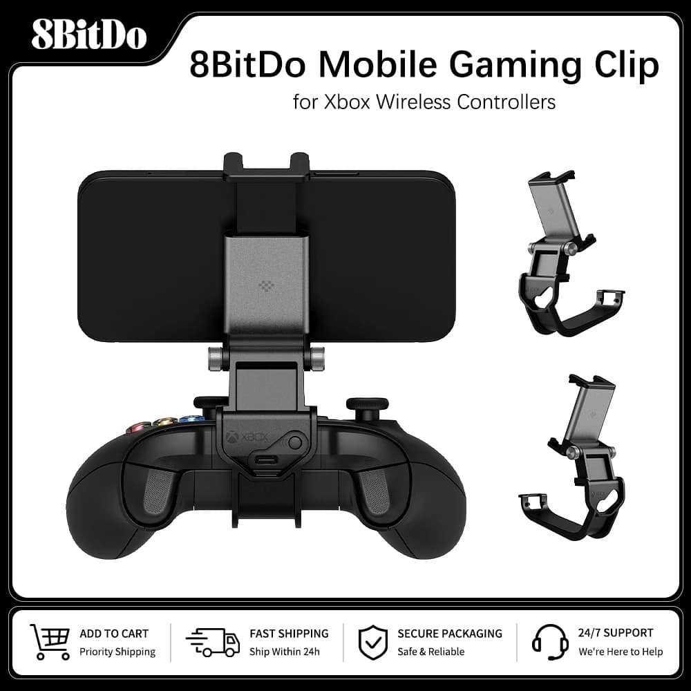 8BitDo Mobile Phone Clip for Xbox Wireless Gaming Controller Gamepad Holder Stand for Xbox One, Xbox Series Game Accessories