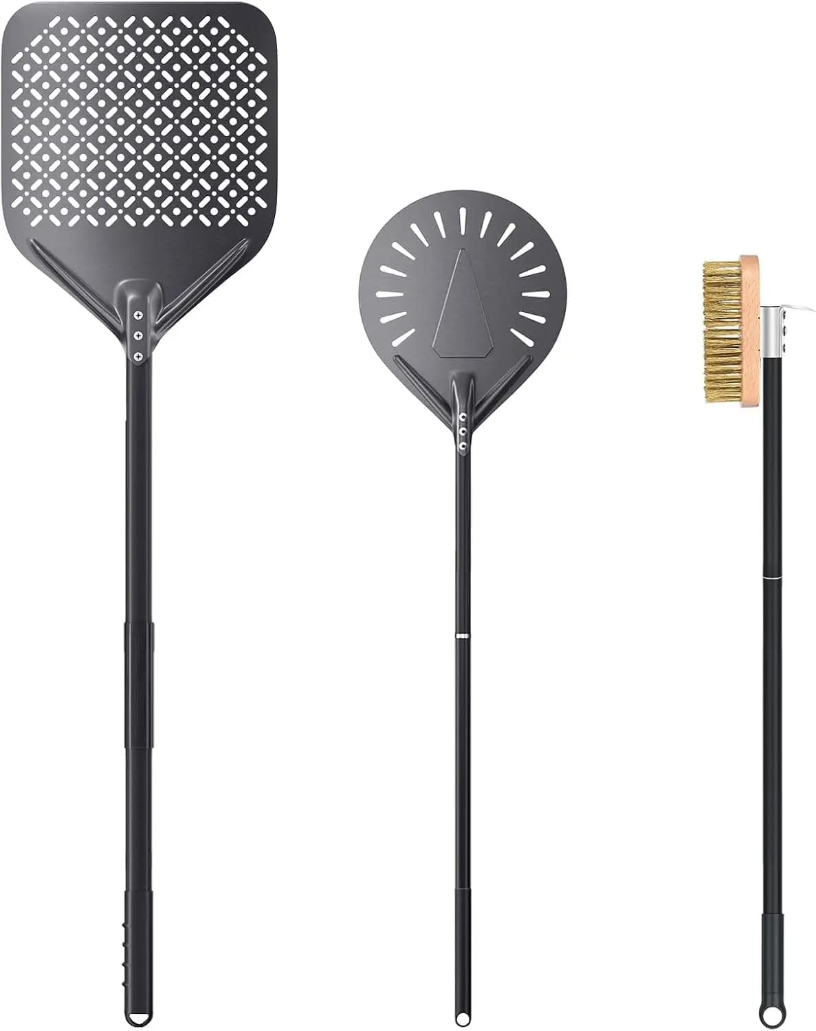 Kit Forno Pizza con Pala Girevole da 9 Pollici, Pala per Pizza in Alluminio Perforata, Spazzola Commerciale per Forno Domestico