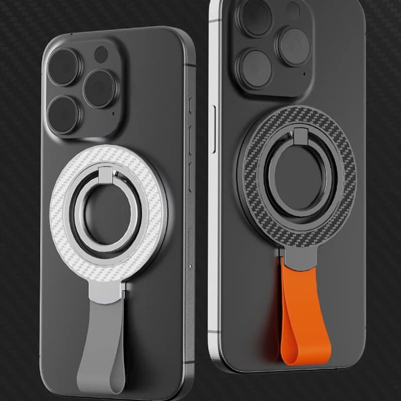 Universal Double Sided Magnetic Phone Holder for MagSafe Car Mount Grip Finger Ring Bracket with Hand Strap Stand for iPhone 16 15 Series