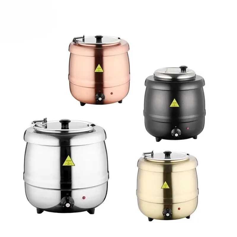 Scaldavivande Elettrico in Acciaio Inossidabile Nero per Catering e Buffet, Pentola per Zuppa Calda da 10L e 13L