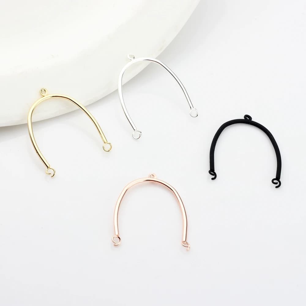 Linker for geometric U-shaped connectors simple black metal rhyme 6 pieces for DIY pendant earrings making accessories
