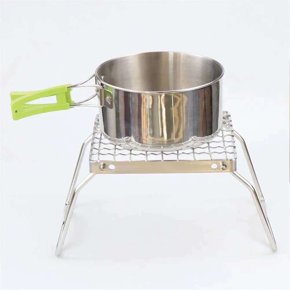1Set Foldable Stainless Steel Camping Grill Rack Smooth Sturdy Surface Easy Clean Portable Folding Barbecue Grill Outdoor