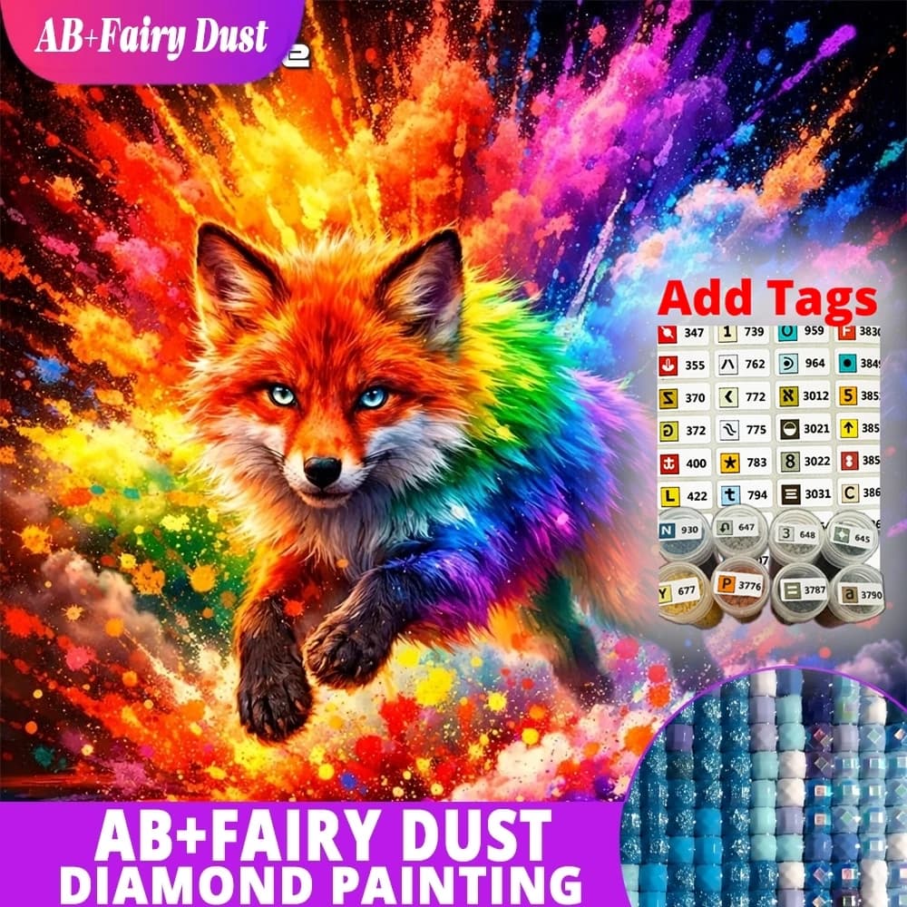 Fairy Dust AB Diamond Painting Animal Fox Rhinestones Embroidery Velvet Canvas New Arrival Cross Stitch Acrylic Craft Supplies H