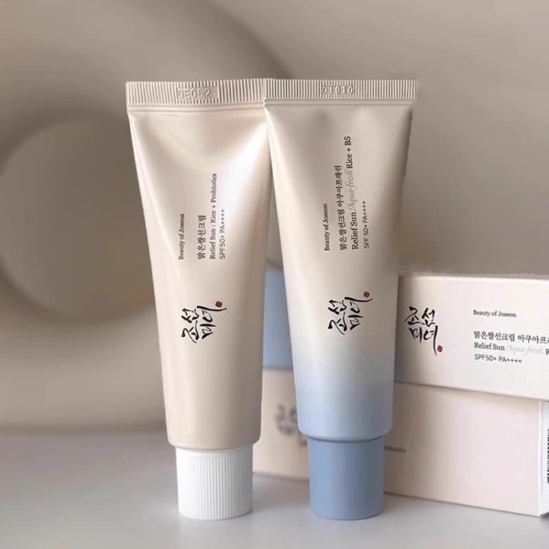 Crema solare Beauty of Joseon con probiotici di riso coreano, sbiancante, anti-UV, idratante delicata per il viso.