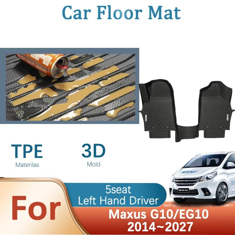 Car Floor Mats For LDV Maxus EG10 G10 EV Van 2014~2027 Waterproof Pad Foot Floor Cover Main Driver Co-pilot Rug Auto Accessories