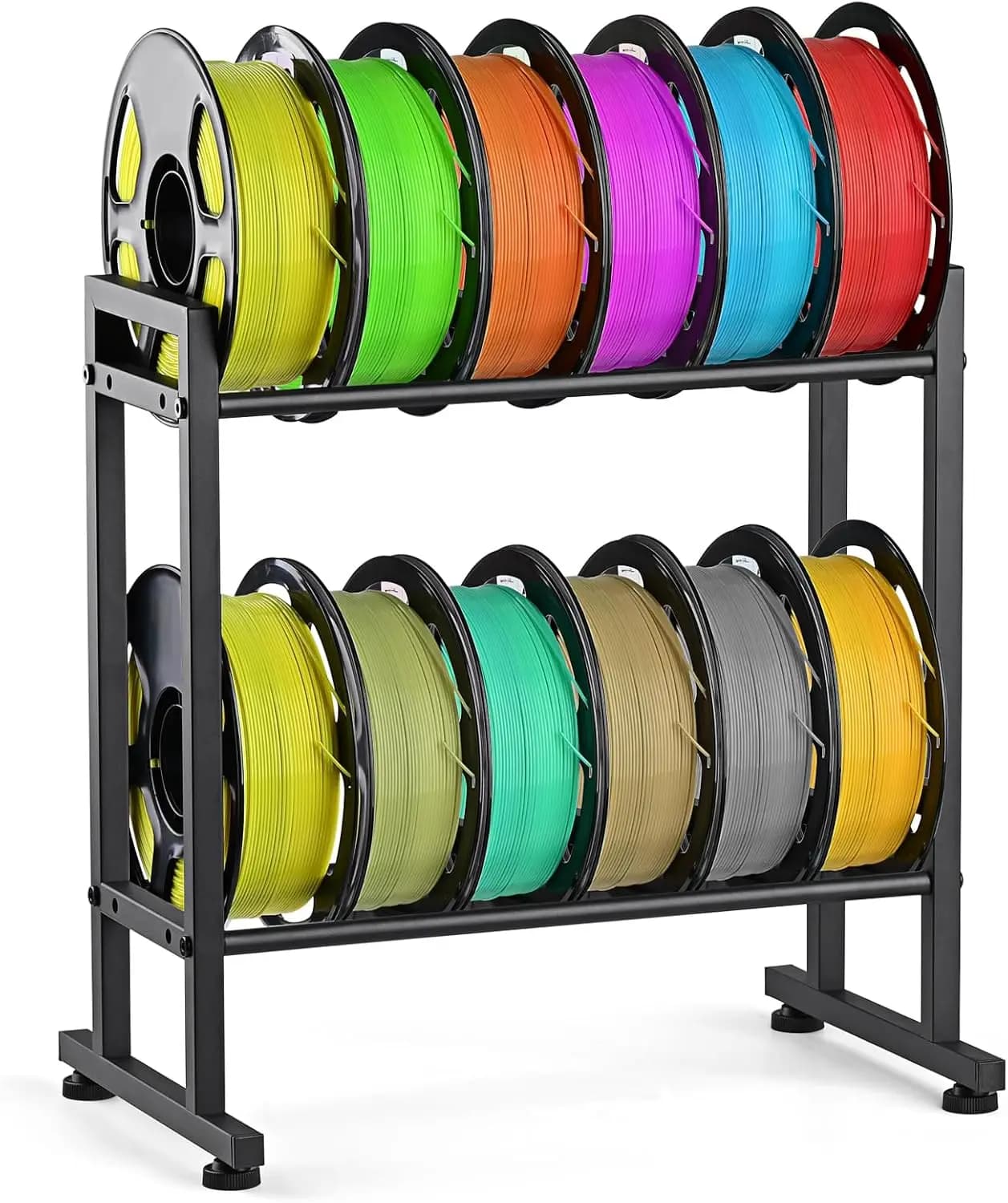 3D Printer Filament Holder - 2 Level Metal Support for Spools PLA/ABS/TPU, Contains 12 Spools, Perfect for Home, Office, Workshop
