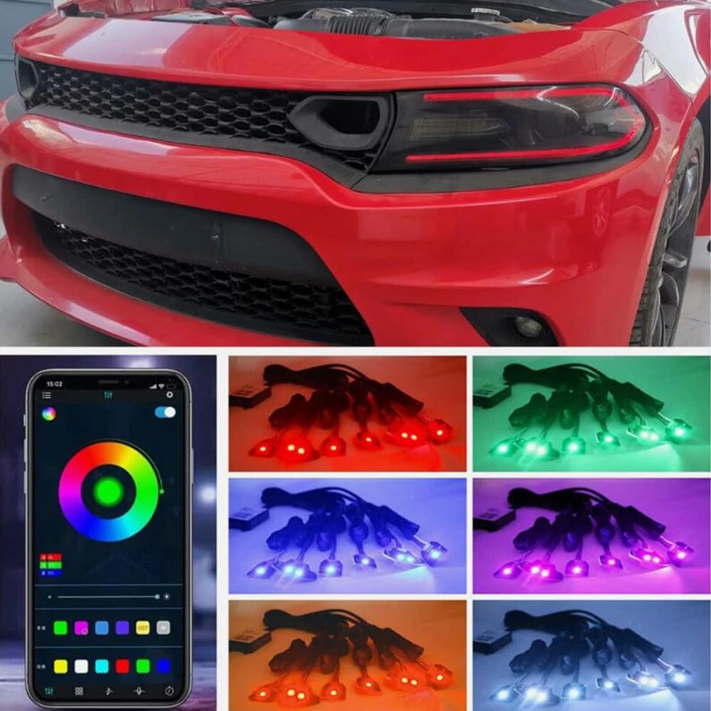 Schede LED RGBW DRL per fari Dodge Charger 2015-2020 con controllo APP Bluetooth