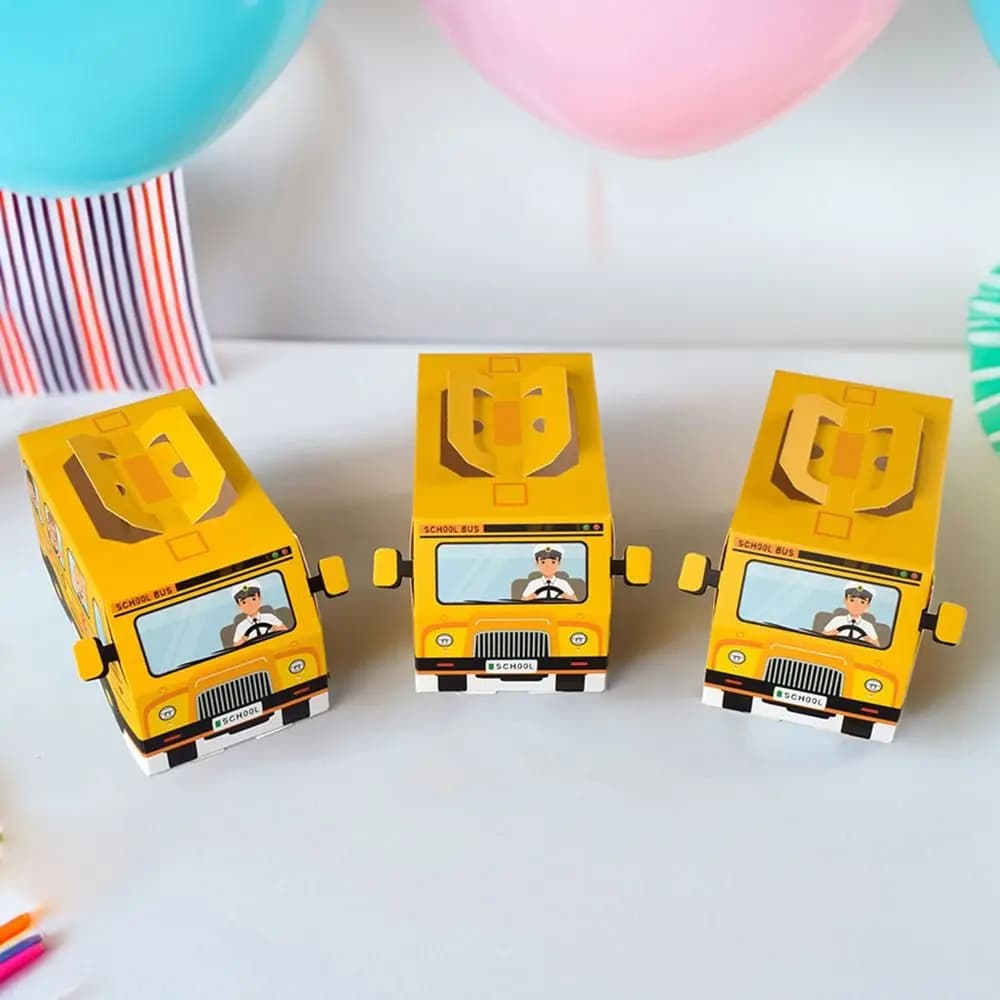 10 Pezzi Scatole Regalo Creative a Forma di Scuolabus, Contenitori per Snack, Confezioni Gialle, Scatole per Caramelle, Scatole per Feste di Compleanno