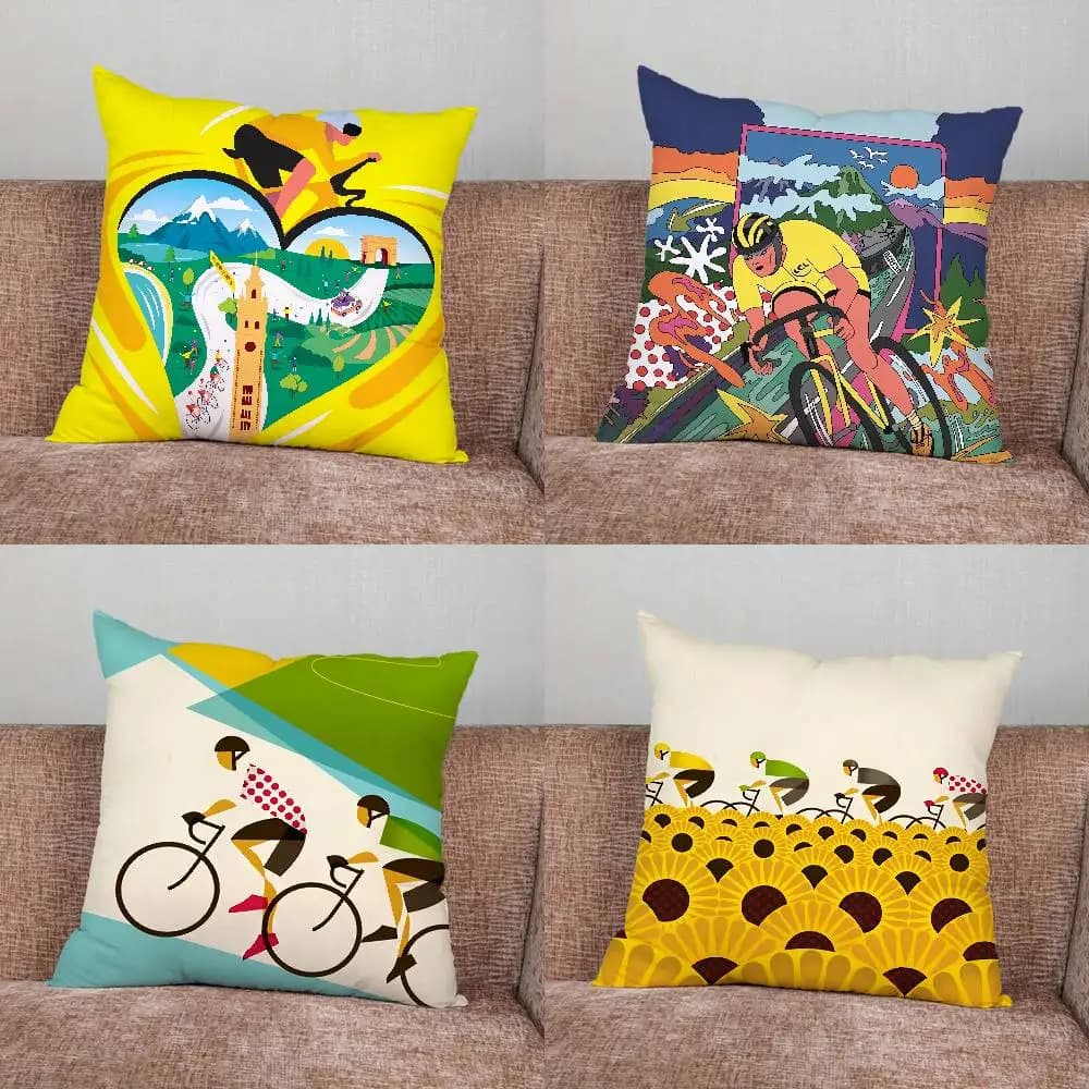 Tour De France Bicycle Exercise Pillow Case Pillowcase Home Sofa Cushions Car Cushions Pillowcover Office Pillowshell Pillow