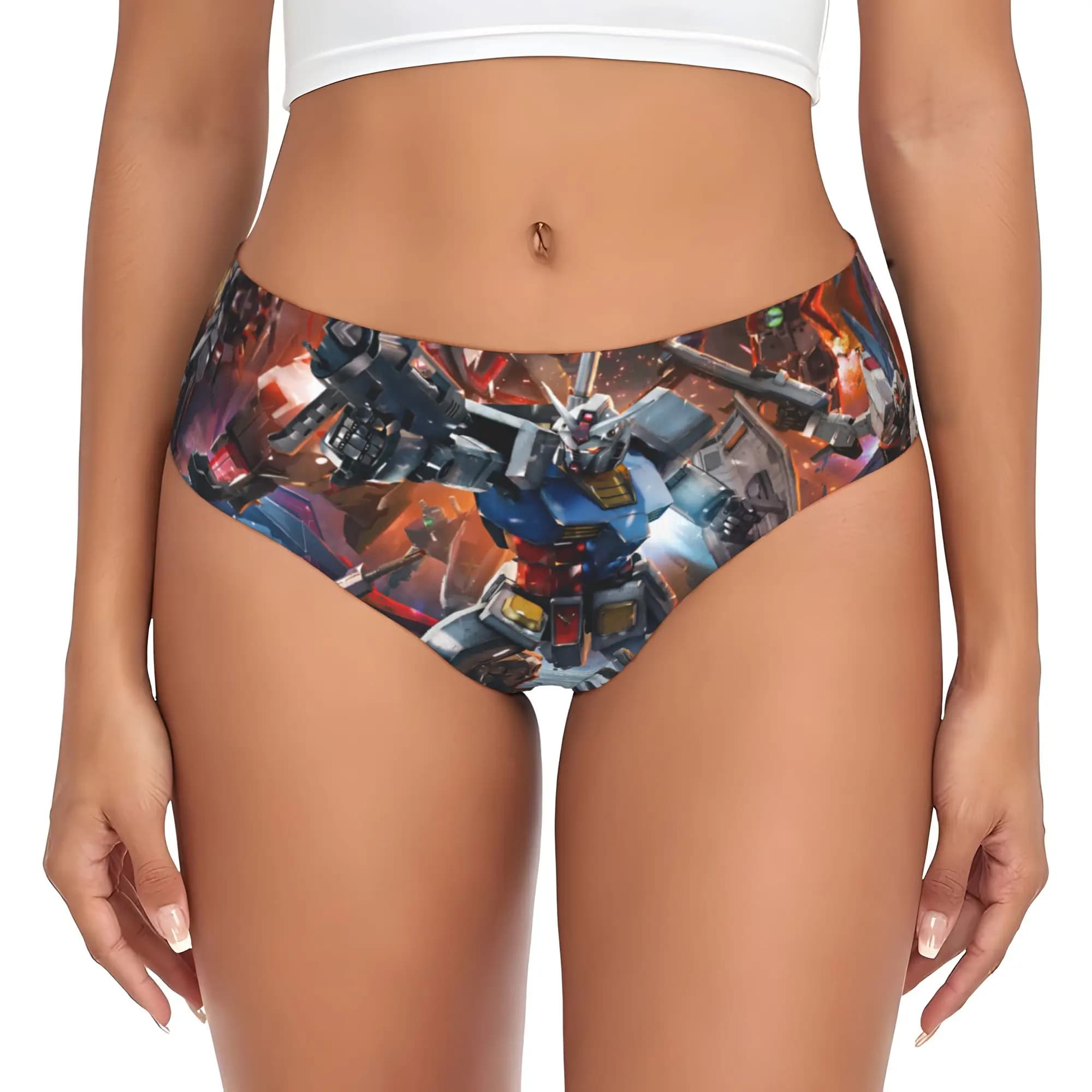 Custom Gundams Briefs Underwear Women Breathable Stretch Anime Panties