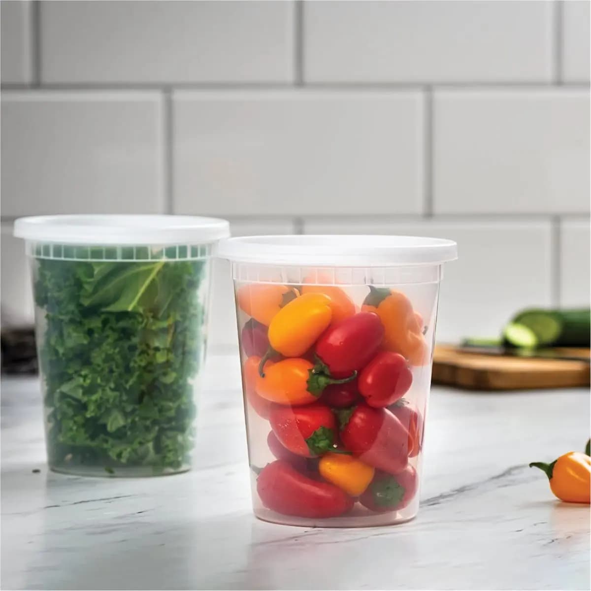 Contenitori per Alimenti Salva-Tempo [Set da 24] Contenitori in Plastica da 32 Oz con Coperchi, per Slime, Zuppa, Preparazione Pasti, Lavabili in Lavastoviglie