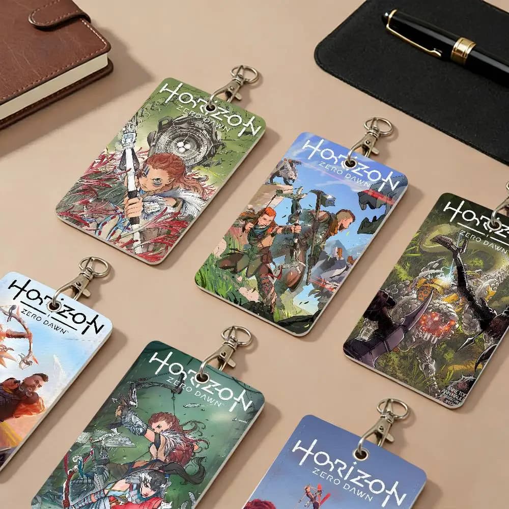 Portacarte in Pelle PU Horizon Zero Dawn, Custodie Protettive Anti-smarrimento per Carte Studenti, Portachiavi per Tessere di Accesso Campus