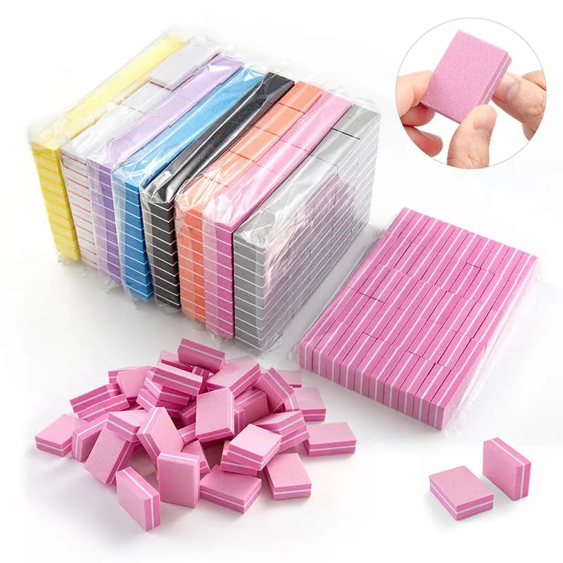 10/50pcs Mini Nail Art Buffer Sponge Double-sided Nail Buffer Block 100/180 Grana Polishing Tools for manicure