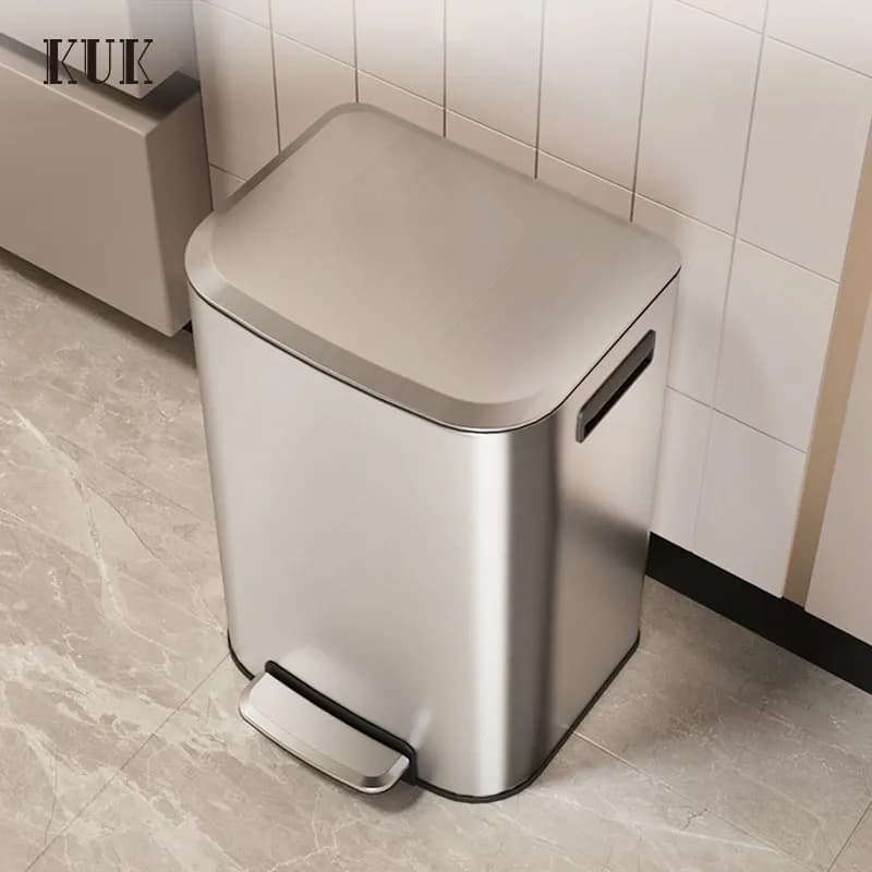 Light Luxury Stainless Steel Step Trash Can Large Capacity Odor Proof Covered Waste Container For Kitchen Indoor Living Space