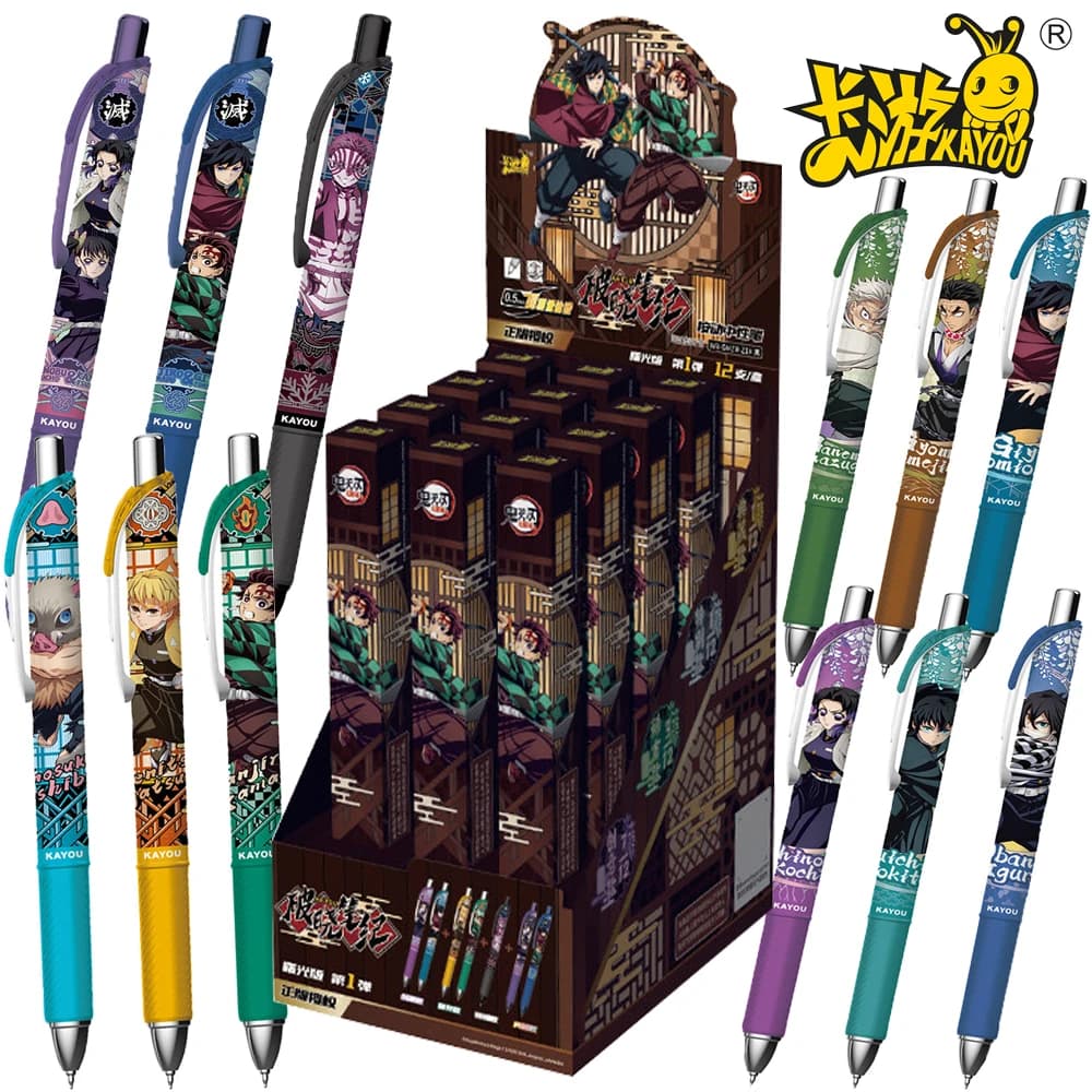 Nuova Penna Gel Originale Kayou Demon Slayer, Scatola a Sorpresa, Forniture per Ufficio e Studio, Penne a Sfera con Personaggi Anime, Accessori Creativi