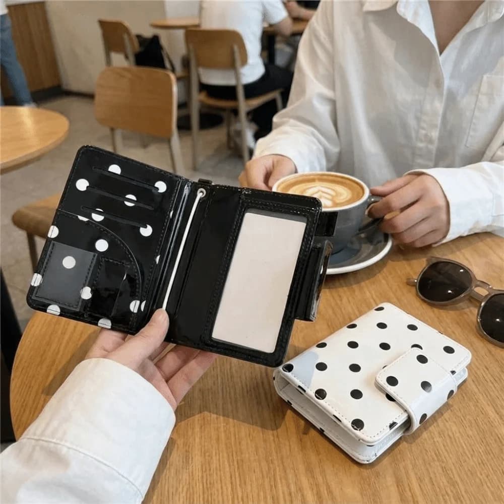 Multifunctional Polka Dot Passport Holder Black White Multi-Card Slot Card Storage Bag Lightweight Slim Design