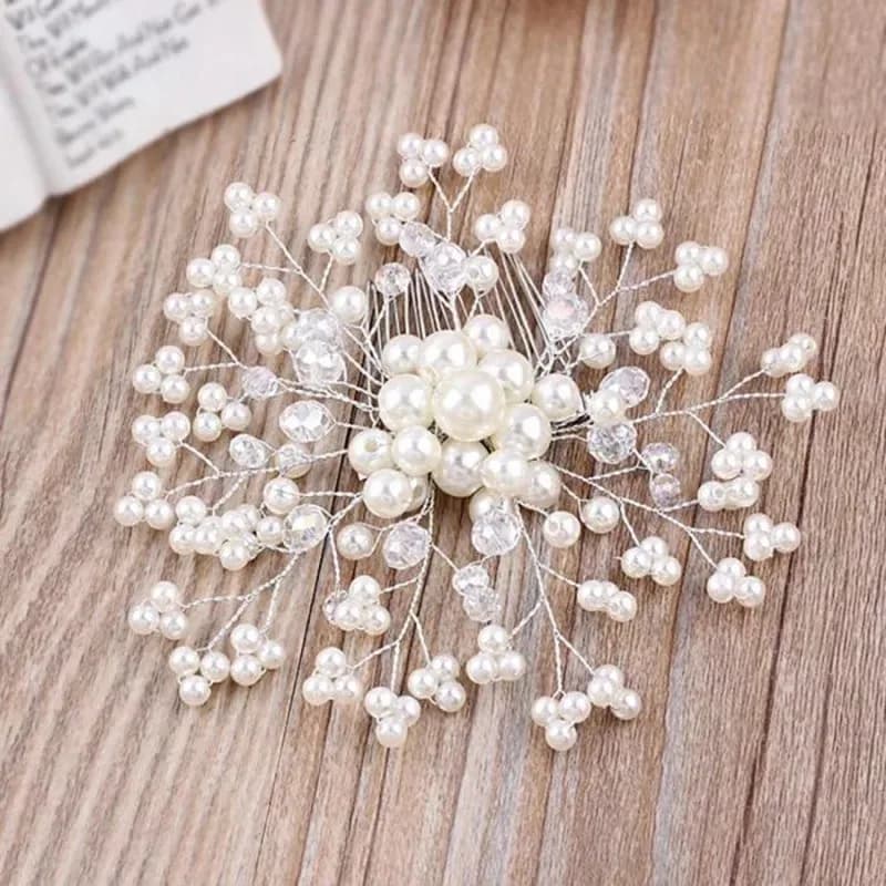 Fascia per capelli da sposa, fermaglio per capelli, tiara nuziale, corona, accessori per capelli con perline di cristallo puramente fatti a mano