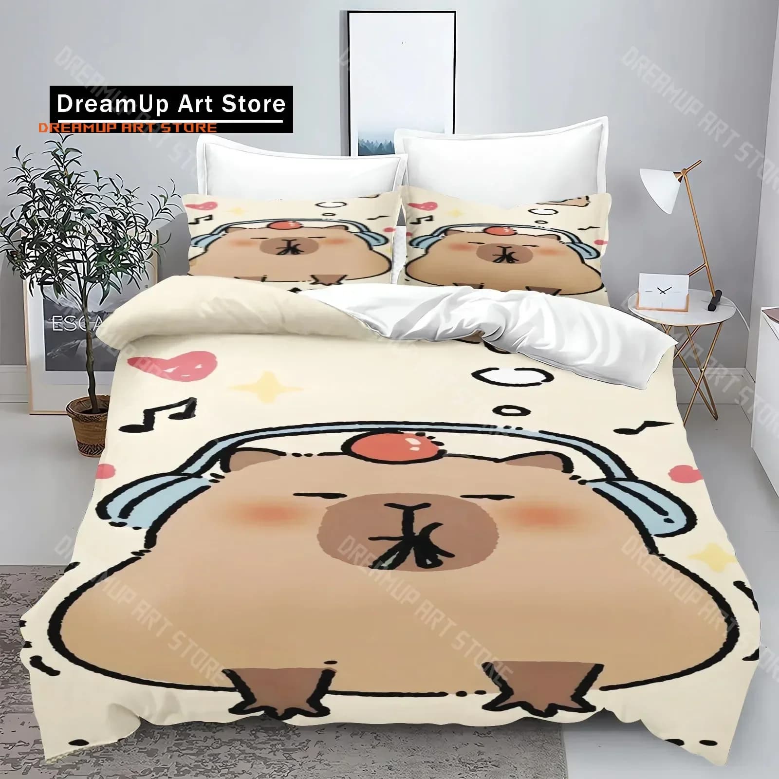2026 New Cute Animal Capibara Printed Bedding Set Boys Girls Twin Queen King Size Duvet Cover Pillowcase Bed Boys Adult Birthday