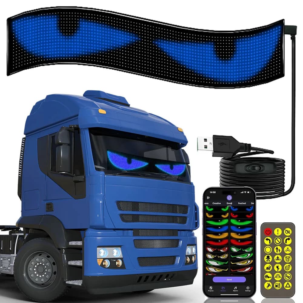 Pannello a matrice LED Luce multipla per occhi da diavolo Controllo APP Bluetooth Display a LED Luce di scorrimento per parabrezza di camion per auto