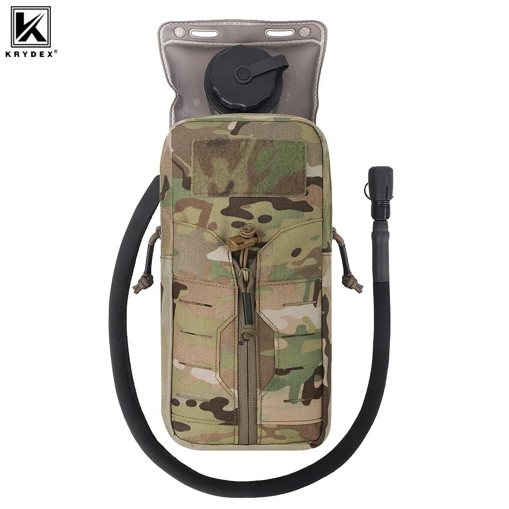 KRYDEX Tactical 34 oz Hydration Carrier Pack MOLLE Pouch Modular 1L Water Bladder Bags Outdoor Hiking Camping Accessories