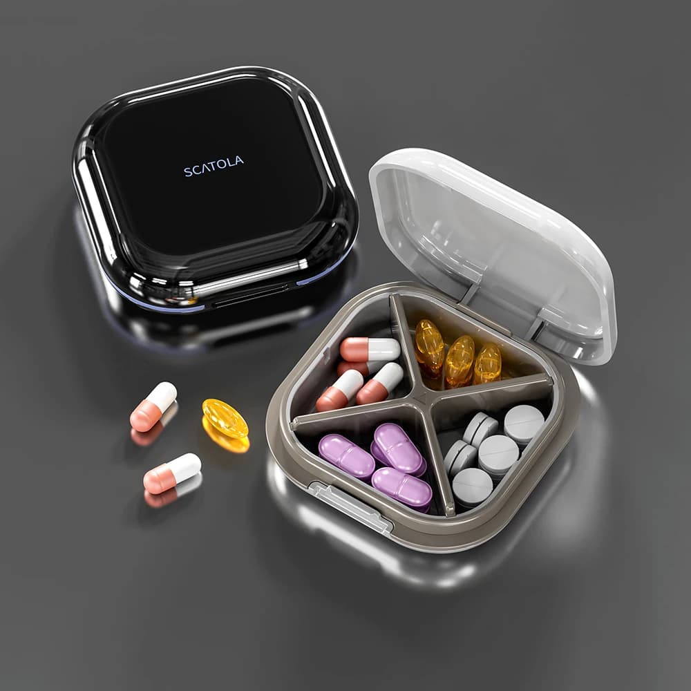 Waterproof 4 compartments Portable Travel Folder for Medicines for Vitamin Supplements Outdoor Folder