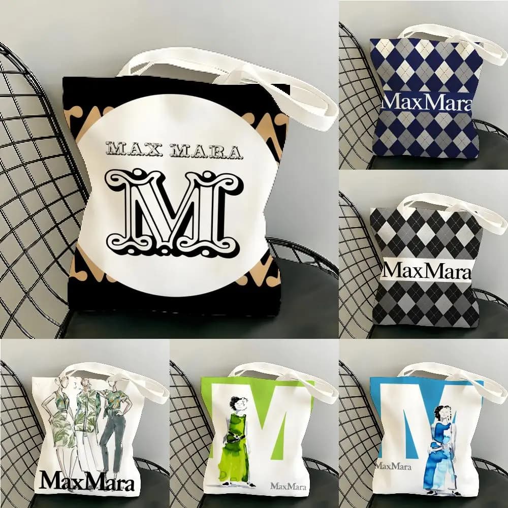 M-MaxMaraS Storage Bags Canvas Tote Bag Women Large Capacity Reusable Eco Shopping Bag Shoulder Handbag