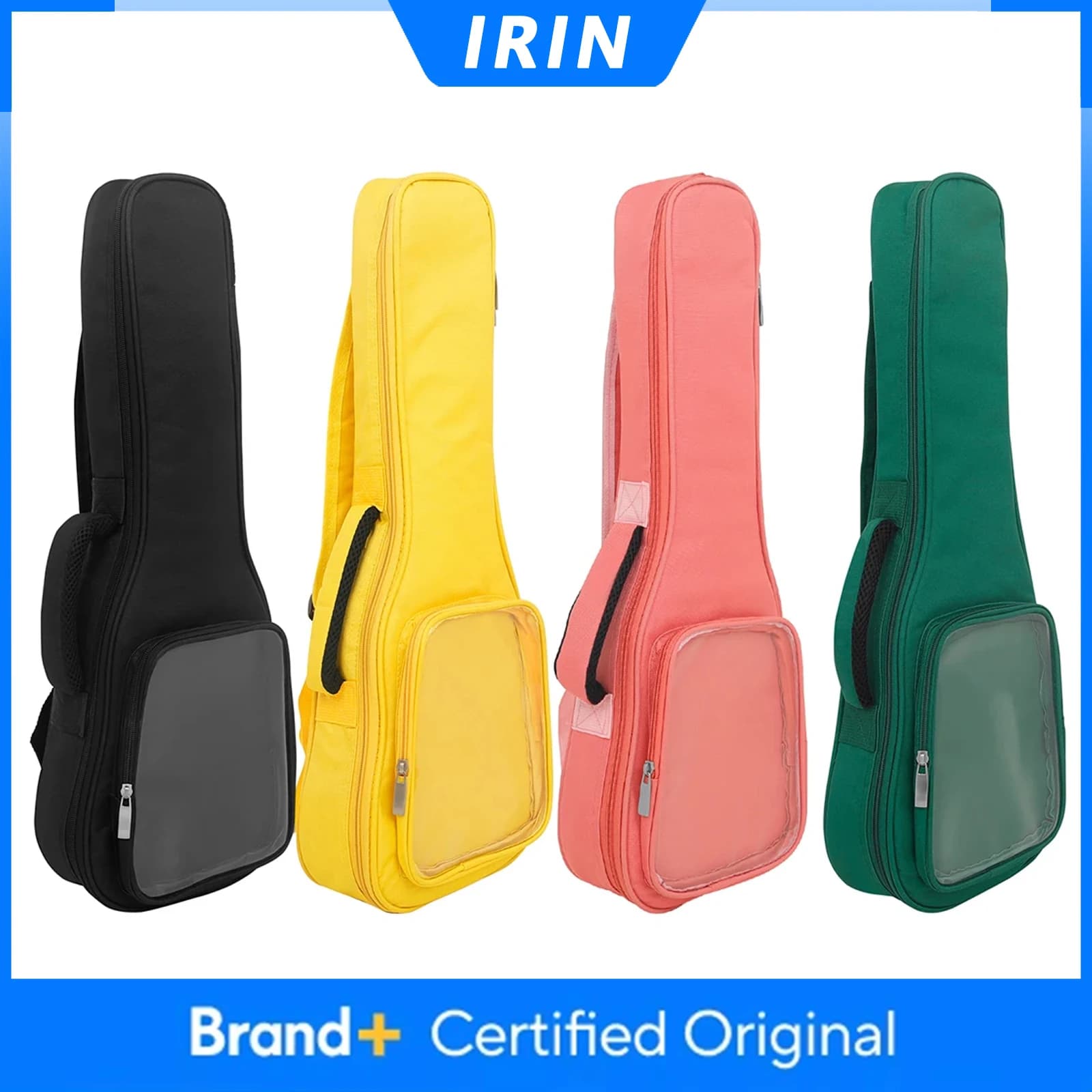 Borsa per Ukulele IRIN da 23 Pollici con Tasca Laterale Trasparente, Modello Mini Chitarra, Borsa Impermeabile in Cotone, Accessori per Ukulele