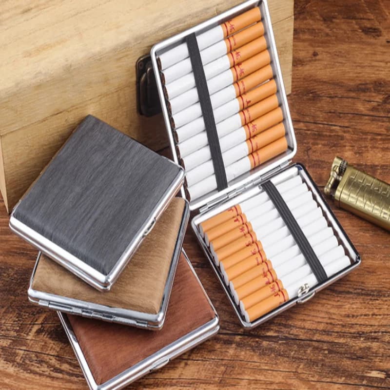 Confezione da 20 Portasigarette in Pelle per Uomo, Custodia Creativa Personalizzata con Effetto Legno per Accessori da Fumo