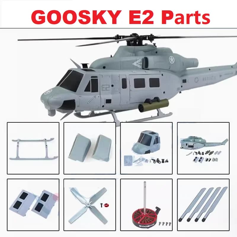 Pezzi di ricambio per GOOSKY E2 UH-1Y RC elicottero Shell Lame Motore ESC Servo Albero principale Piatto oscillante Rotore Clip Viti Carrello di atterraggio
