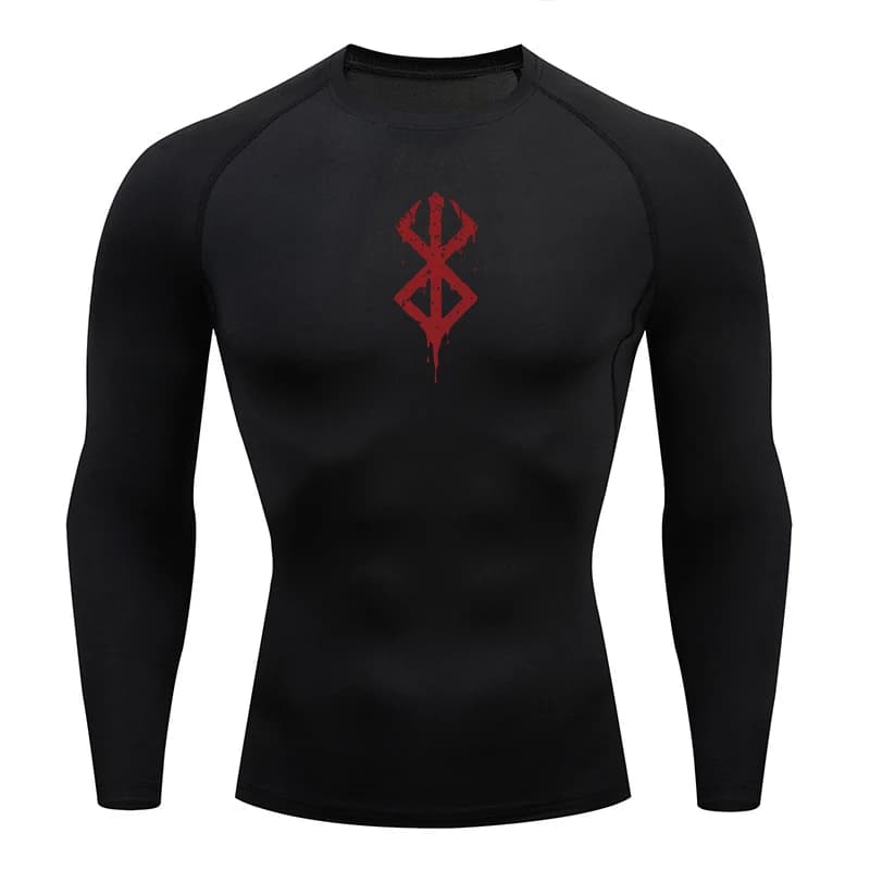 Long Sleeve Compression Shirts with Men's Print Gym Training Rash Guard Athletic Fitness Race Baselayer Top Sports Clothing