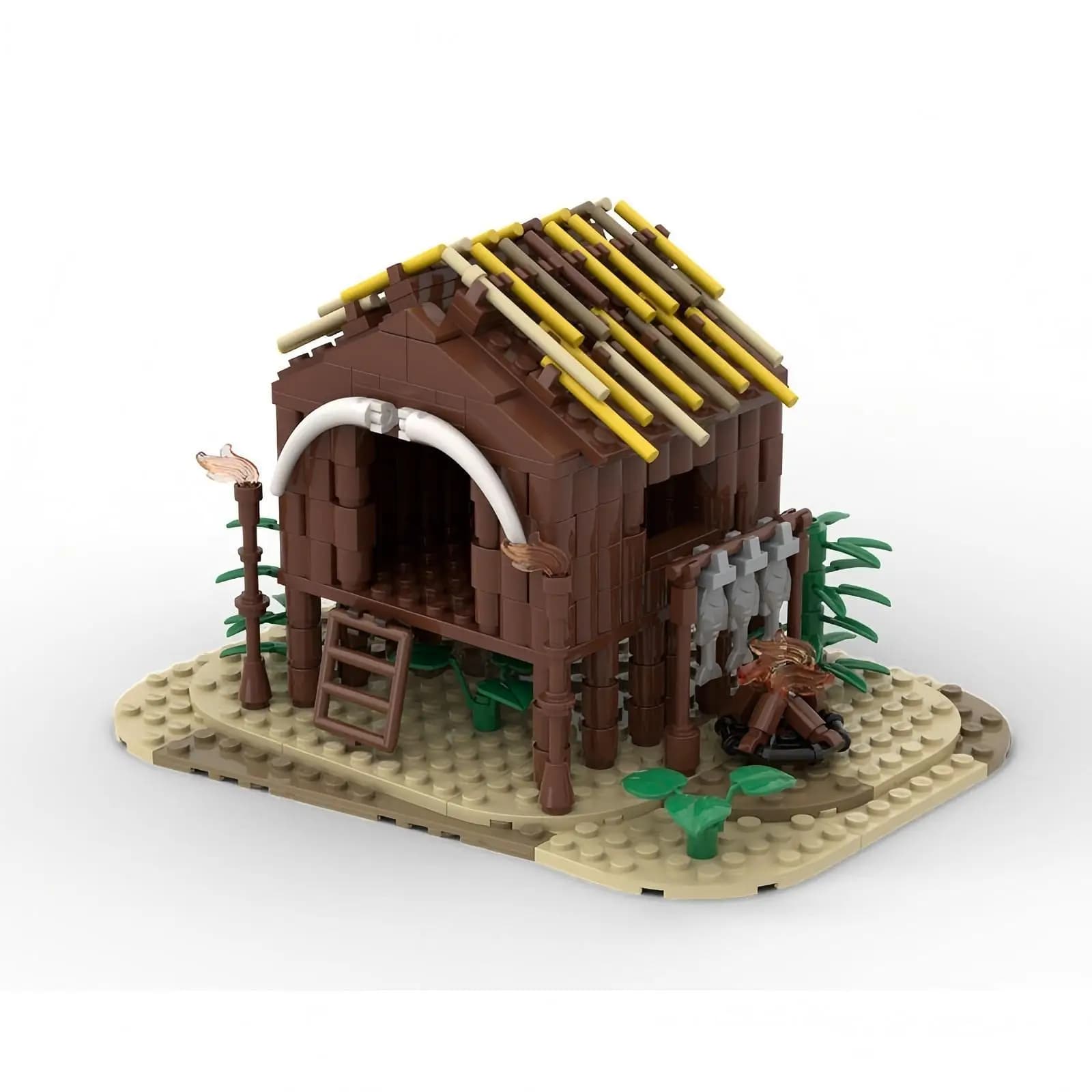 MOC-75850 Wooden House Model Small Particles Building Block Children's Bricks Puzzle Toy Gift Ornament
