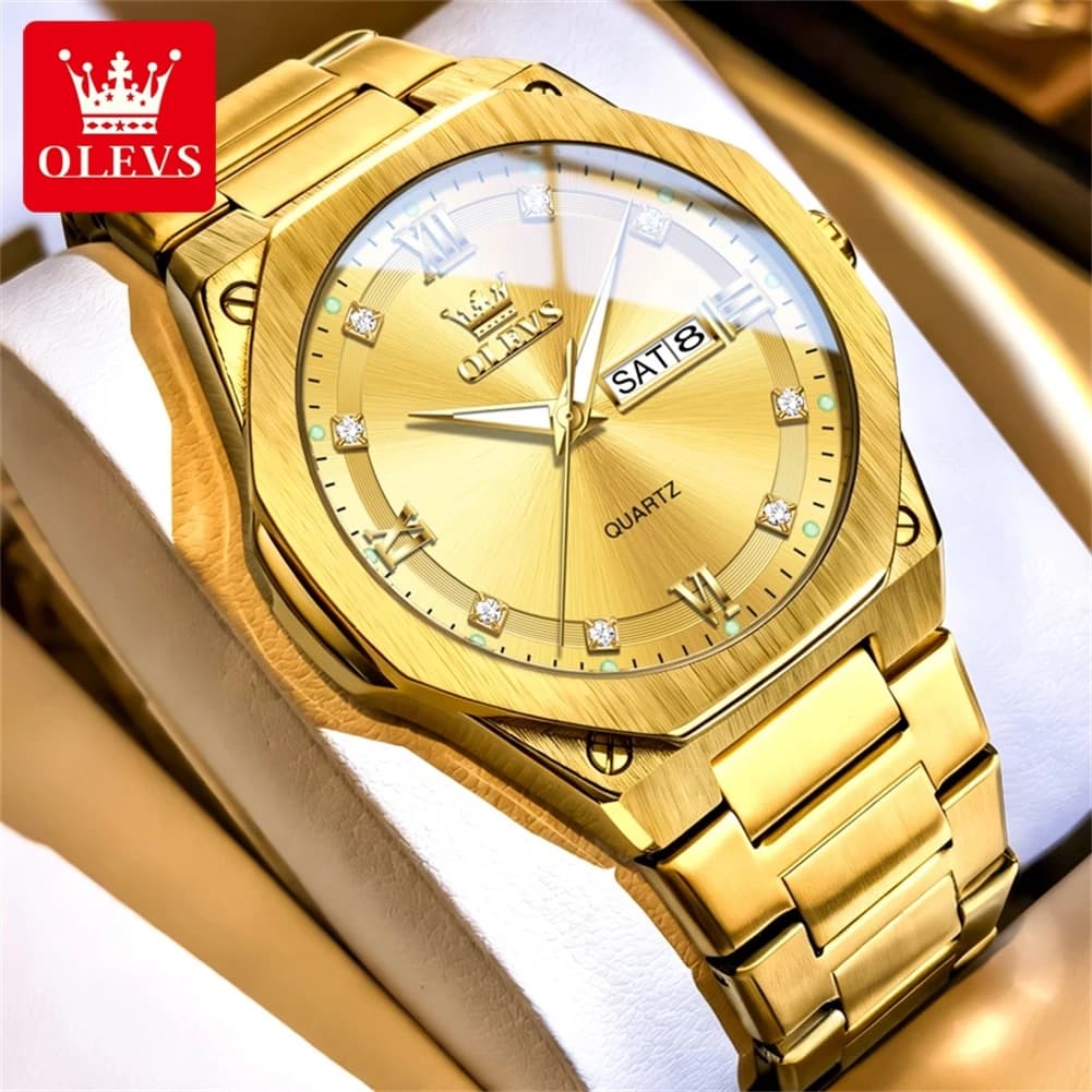 OLEVS 3736 Original Casual Fashion Mens Watch Sports Quartz Watch Waterproof Luminous Week Date Watches For Man New Reloj