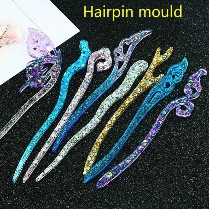 New special mold made of transparent silicone fork for resin DIY creation of hair jewelry molds in epoxy resin women hair decorations